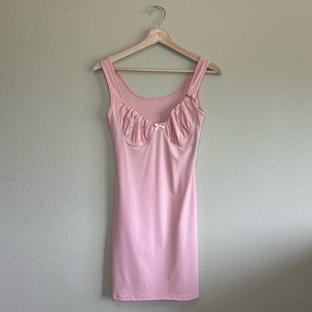 NWT Welooc dress womens medium coquette cotton blend tank dress pink